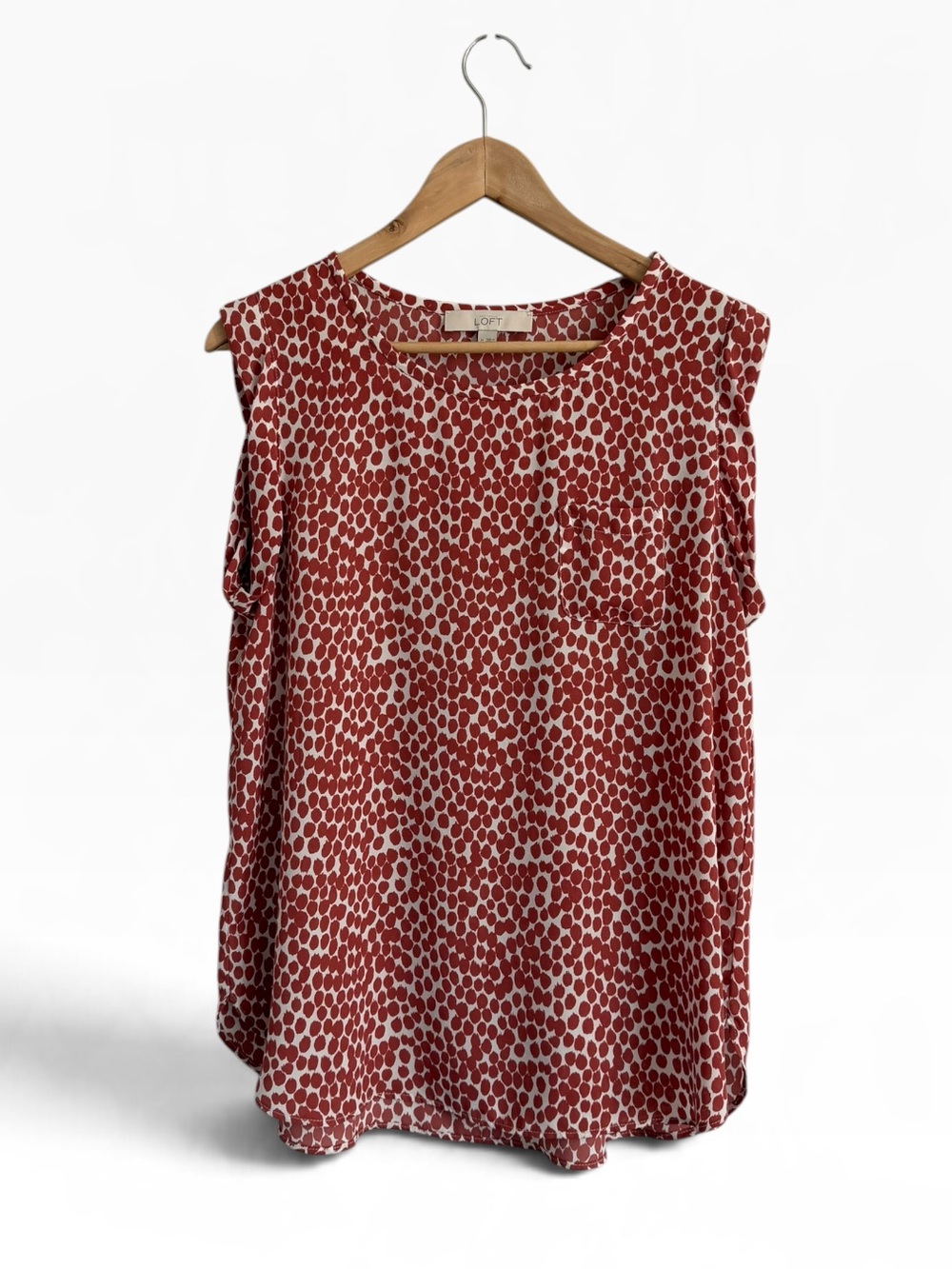 LOFT Rust Red Dot Print Sleeveless Top